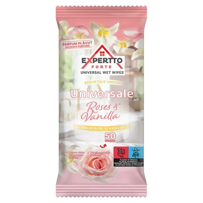 EXPERTTO FORTE Мокри кърпи за всякакви повърхности 50 бр. роза